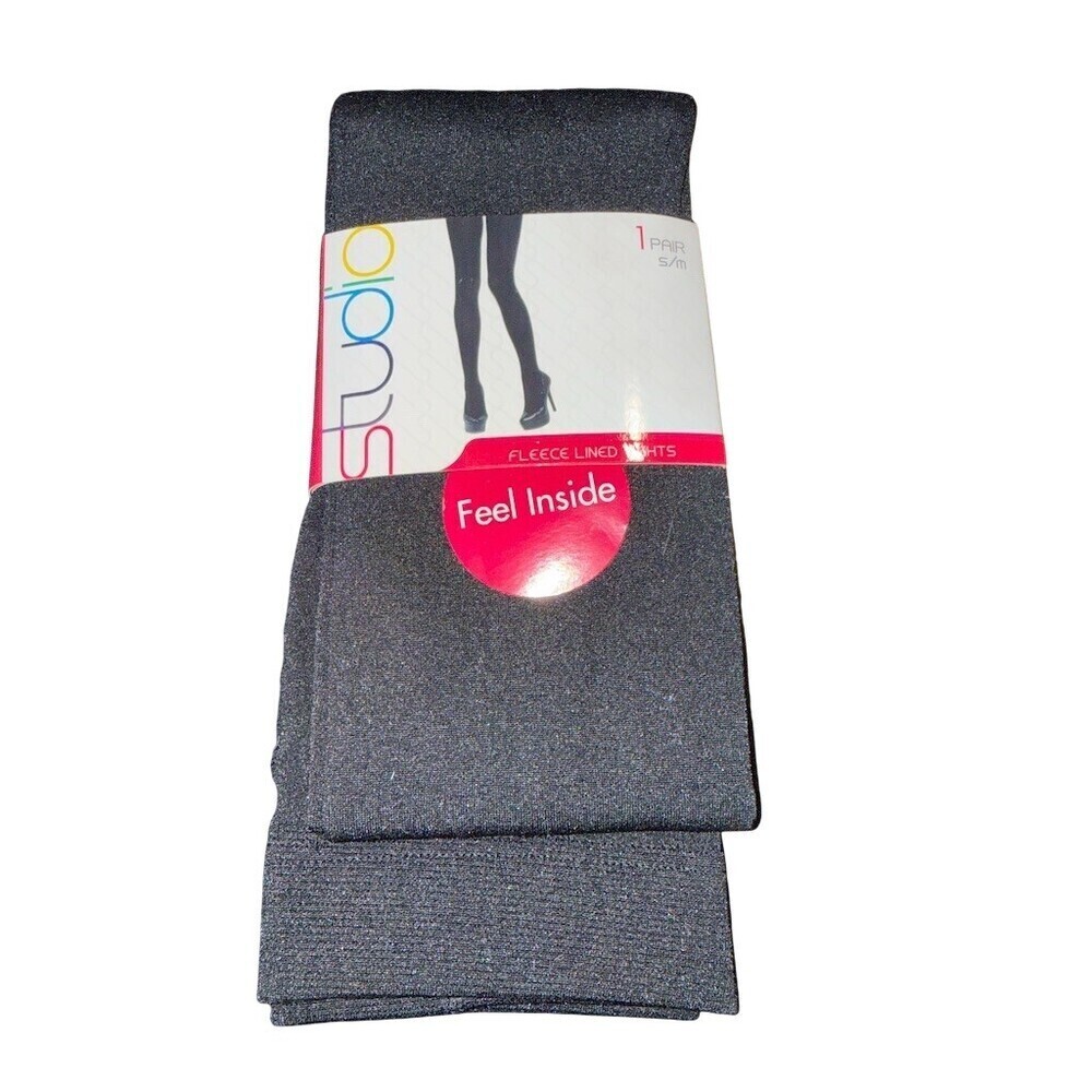 Studio Thermal Tights Womens Small Medium Dark Gray Fleece Lined Stretch Warm